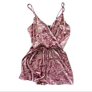 Romeo & Juliet velveteen, rose colored romper.
